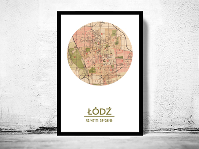LODZ - city poster - city map poster print