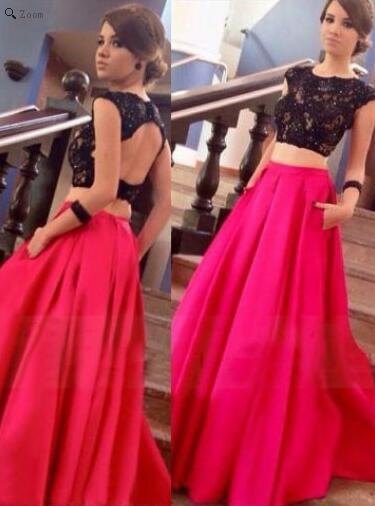Black Lace And Red Skirt Long Beautiful Prom Dresses,A-line Party Prom Dresses,Charming Evening Dresses