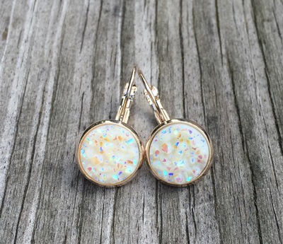 12mm Opal Drop Earrings with Rose Gold Setting