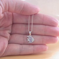 925 Cz Purple Fish Pendant & 18" Sterling Silver Chain/Cz Fish Necklace/Fish Jewelry/Fish Jewellery/Fish Jewelery/Tropical Fish Necklace - Thumbnail 1