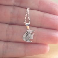 925 Cz Purple Fish Pendant & 18" Sterling Silver Chain/Cz Fish Necklace/Fish Jewelry/Fish Jewellery/Fish Jewelery/Tropical Fish Necklace - Thumbnail 2