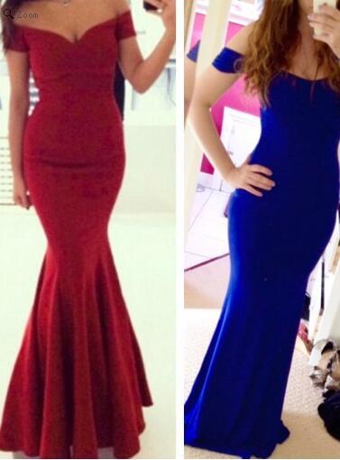 Simple Off-shoulder Long Satin Prom Dresses,long evening dress,formal dress