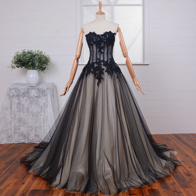 Black Tulle and Lace Ball Gowns Prom Gowns pst1210