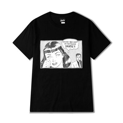 Free Shipping-WHY CAN'T MY BOYFRIEND SKATE TEE IN BLACK