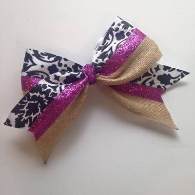 Ornate Black and White, Burlap, and Glitter Pink