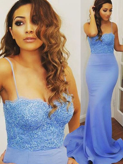 long blue prom dress,mermaid prom dress,sexy prom dress,Spaghetti Straps prom dress,cheap prom dress, BD14172
