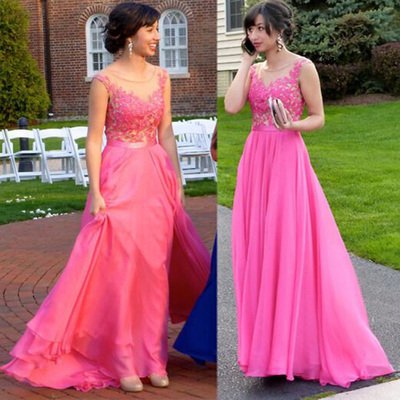 prom dresses long,A-line Scoop Floor-length Chiffon Evening Dress Prom Dresses 9890