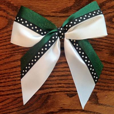 White, Dark Green Glitter, and Black Dots