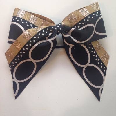 Black Loops and Dots with Gold/Bronze Glitter Stripes