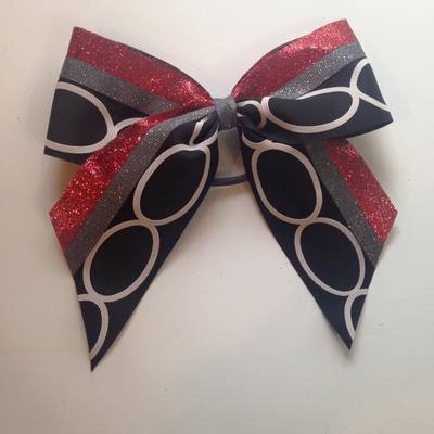 Black Loops, Red Glitter, and Dark Grey Glitter