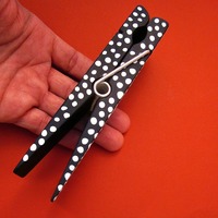 Big Wooden Clothespin, Handpainted Polka Dot Memo Clip and Photo Holder - Thumbnail 2