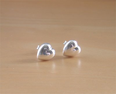 925 Silver Puff Heart Stud Earrings/925 Silver Heart Earrings/Heart Jewellery/Heart Jewelry/Heart Jewelery/Love Heart Earrings/Heart Studs