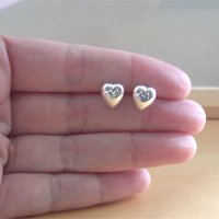 925 Silver Puff Heart Stud Earrings/925 Silver Heart Earrings/Heart Jewellery/Heart Jewelry/Heart Jewelery/Love Heart Earrings/Heart Studs - Thumbnail 2
