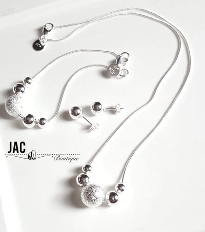 Round Ball Silver Jewelry Set-