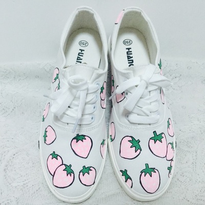 Harajuku lovely hand-painted canvas shoes strawberry
