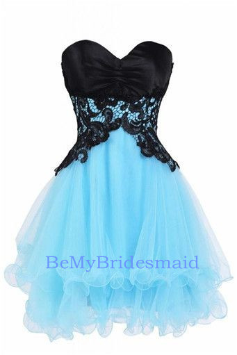 Lovely Handmade Tulle Light Blue Sweetheart Prom Dress, Homecoming Dresses, Party Dresses