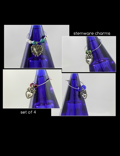 Jeweled Hearts Stemware Charms