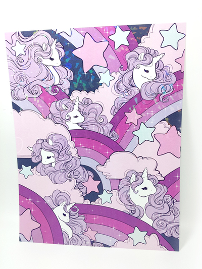 8.5 by 11 Sparkly unicorn clouds Print