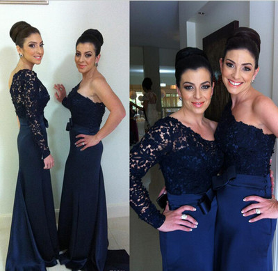 navy blue bridesmaid dress,one shoulder bridesmaid dress,long bridesmaid dress,2016 bridesmaid dresses,BD1022