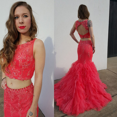 red Prom Dress, two pieces Prom Dress, long Prom Dress, charming Prom Dress, party dress, BD1333