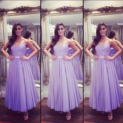 Lilac bridesmaid dress,sweetheart bridesmaid dress,tulle bridesmaid dress,ankle length bridesmaid dress,bd1045 - Thumbnail 2