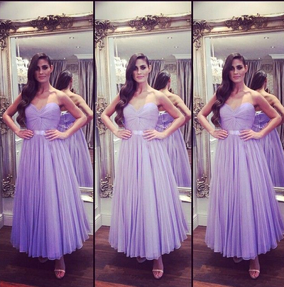 lilac bridesmaid dress,sweetheart bridesmaid dress,tulle bridesmaid dress,ankle length bridesmaid dress,BD1045