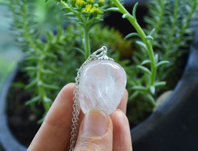 Crystal Quartz Necklace, Clear Quartz Necklace, Jewelry, Tumbled Stone Necklace, Crystals, Summer Jewelry