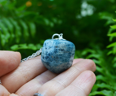 Apatite Necklace, Blue Stone Necklace,Gem, Reiki, Healing Stones, Rocks and Minerals, Crystal Jewelry, Geology