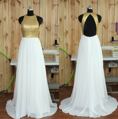 white Prom Dress, long Prom Dress, backless Prom Dress, formal Prom Dress, evening dress, BD1370