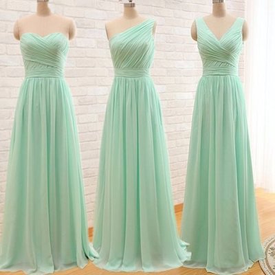 long bridesmaid dress, mint bridesmaid dress, chiffon bridesmaid dress, mismatched bridesmaid dress,BD1086