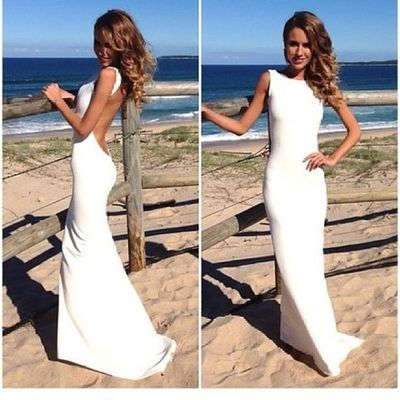 long Prom Dress, white Prom Dress, backless Prom Dress, elegant Prom Dress, evening Dress, BD1389