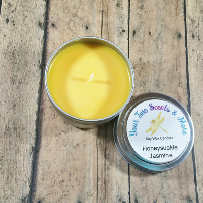 Soy Wax Candle, Scented Soy Candle, 4 Oz Candle Tins, Natural Soy Candles, Vegan Candles, Eco Friendly Candle, Honeysuckle Jasmine Candle