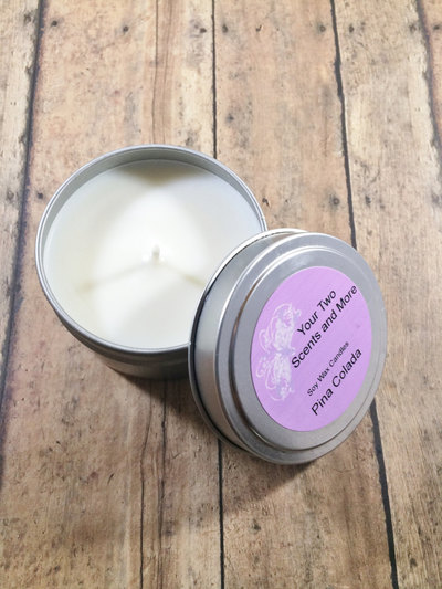 Pina Colada Travel Candle, 6 Oz Candle Tin, Scented Soy Candle, Handmade Candle, Soy Wax Candle, Natural Candle, Vegan Candle, Eco Friendly