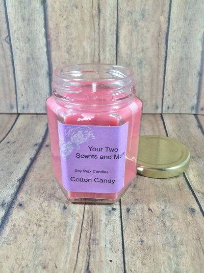 Eco Friendly Candle, Natural Soy Candle, Vegan Candle, Cotton Candy Scented Soy Candle, Homemade Candle, 6 Oz Jar Candle, Soy Wax Candle