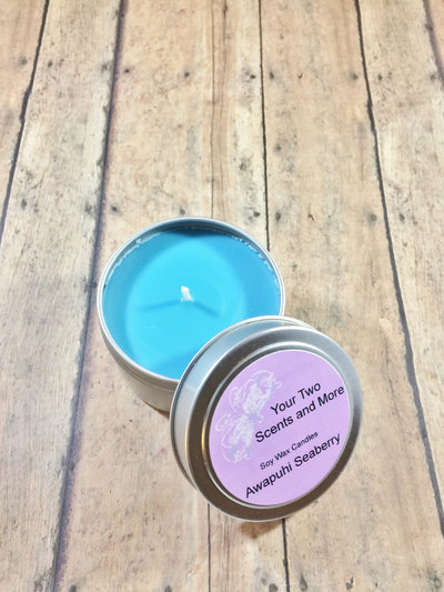 Awapuhi Seaberry Soy Wax Candle, Vegan Candle, Natural Soy Candle, Eco Friendly Candle, Scented Soy Candle, Handmade Candle, 4 Oz Candle Tin