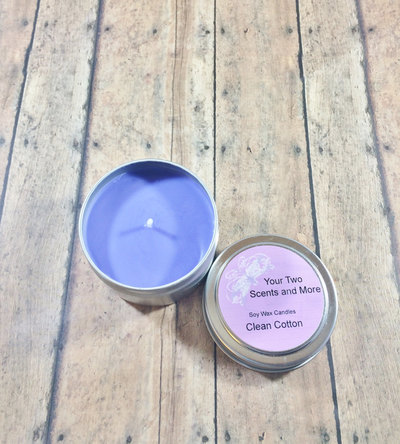 Clean Cotton Natural Soy Candle, Soy Wax Candle, Vegan Candle, Eco Friendly Candle, Scented Soy Candle, Handmade Candle, 4 Oz Candle Tin