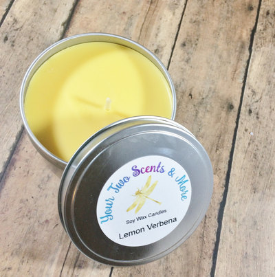 Lemon Verbena Vegan Candle, Soy Wax Candle, Natural Soy Candle, Eoc Friendly Candle, Scented Soy Candle, Handmade Candle, 8 Oz Candle Tin