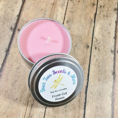 Fresh Cut Roses Scented Soy Candle, Handmade Soy Candle, Soy Wax Candle, Natural Candle, Vegan Candle, Eco Friendly Candle, 6 Oz Candle Tin