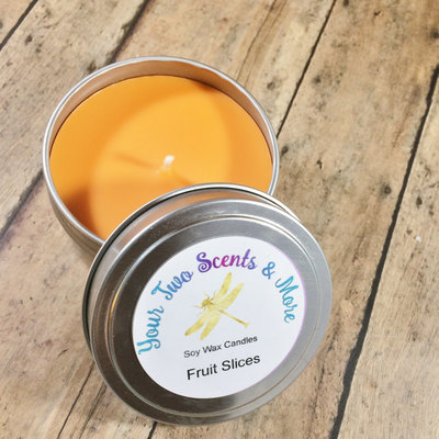 Fruit Slices Natural Soy Candle, Soy Wax Candle, Vegan Candle, Eco Friendly Candle, Scented Soy Candle, Handmade Candle, 6 Oz Candle Tin