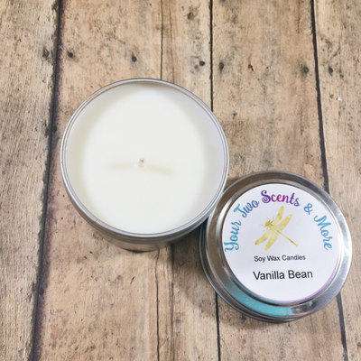 Vanilla Bean Natural Soy Candle, Soy Wax Candle, Scented Soy Candle, Handmade Candle, 4 Oz Candle Tin, Vegan Candle, Eco Friendly Candle
