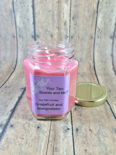 Grapefruit and Mangosteen Natural Soy Candles, Soy Wax Candles, Vegan Candles, Scented Soy Candles, Handmade Candles, 6 Oz Jar Candles
