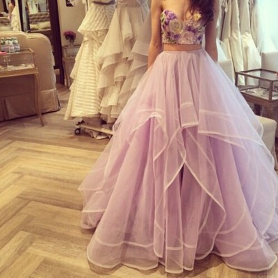 Floral Prom Dresses Organza Ball Gown Wedding Party Dress