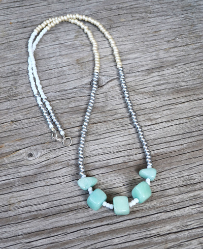 Aqua Gem, Mint Long Necklace, Aqua Stone Necklace, Long Beaded Necklace, Ombre Necklace, Bead Jewelry, Mint, Summer Necklace