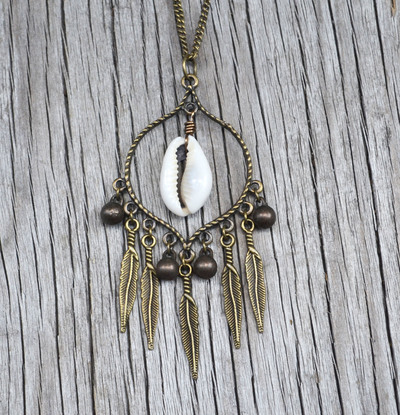 Cowrie Shell Necklace, Gypsy Necklace, Summer Necklace, Long Necklace,Shell Jewelry, Long Boho Necklace