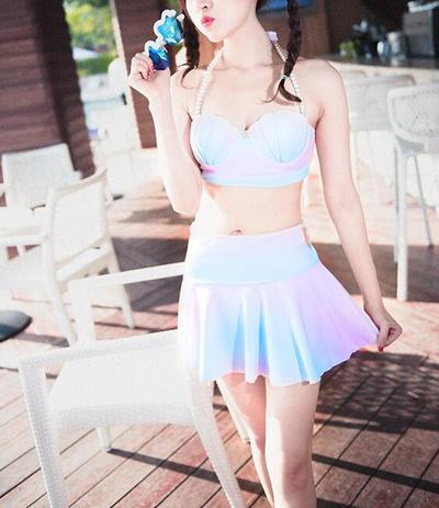 Gradient Mermaid Shells Swimsuit Bikini