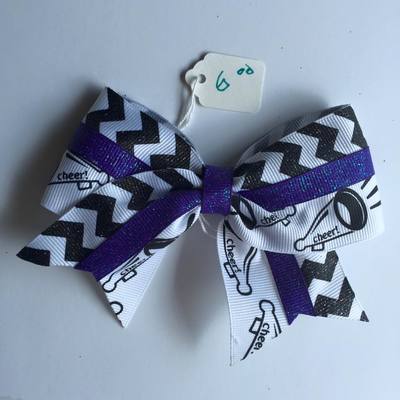 "Cheer" with Glitter Black Chevron and Purple