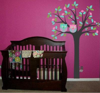 Nori Tree with Owls Wall Decal