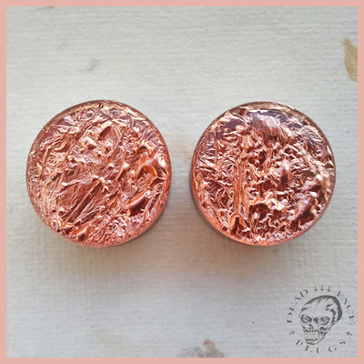 Liquid Copper Metal Plugs for Stretched Ears