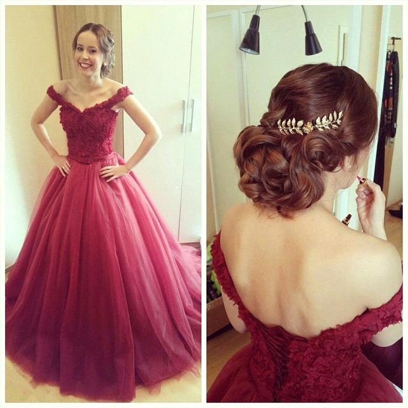 Ball gown prom dresses, burgundy prom dress, lace prom dresses, elegant prom dress, lace up prom dresses, cheap prom dress, evening gown, BD1607071