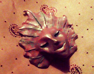 Fairy face leaf pendant, OOAK fairy, Leaflings